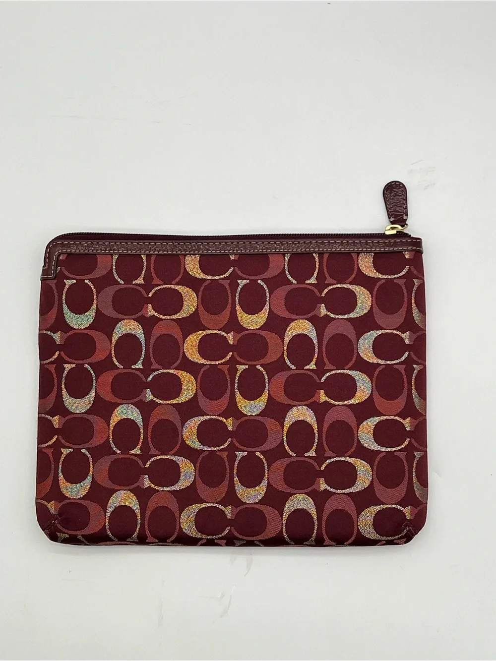 Coach Burgundy Signature Jacquard Padded iPad Tablet Sleeve